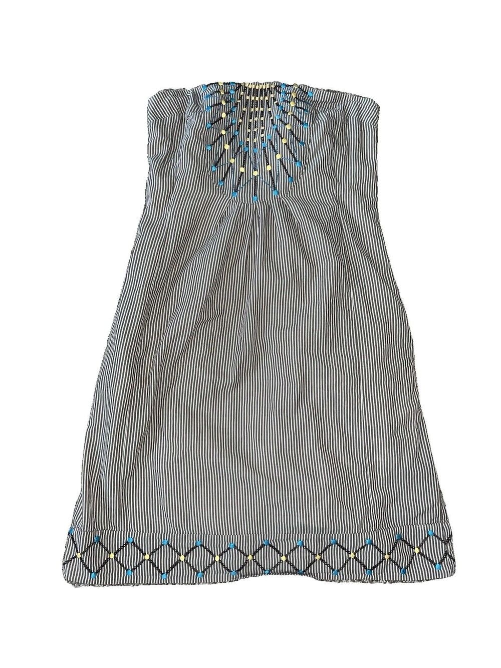 Maeve Strapless Embroidered Dress Size 8 100% Cotton